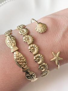 bracelet jonc ouvert coquillage