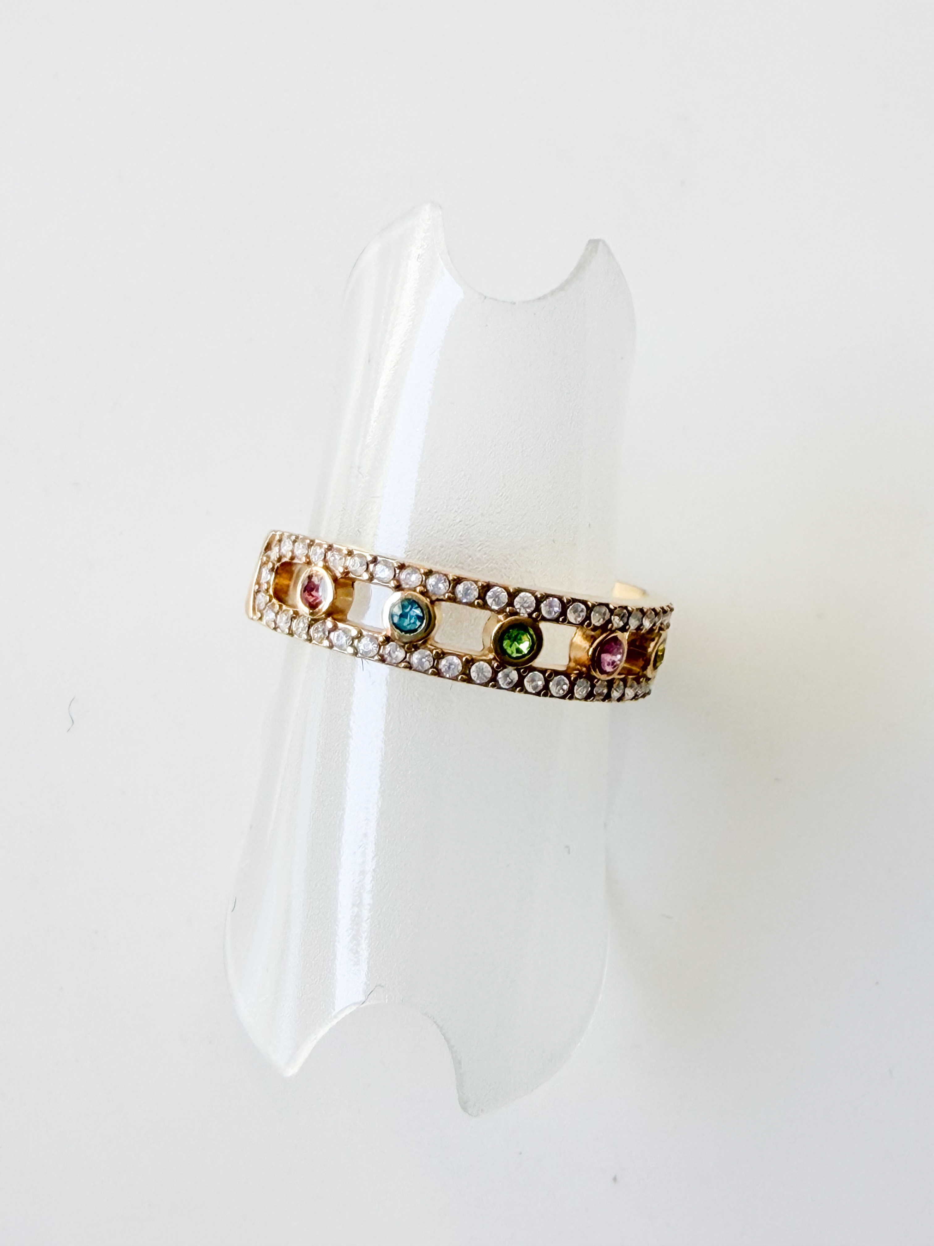 Bague arc en ciel strass doré