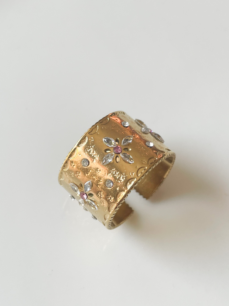 bague large fleurs doré de Ocean ripples t52 54