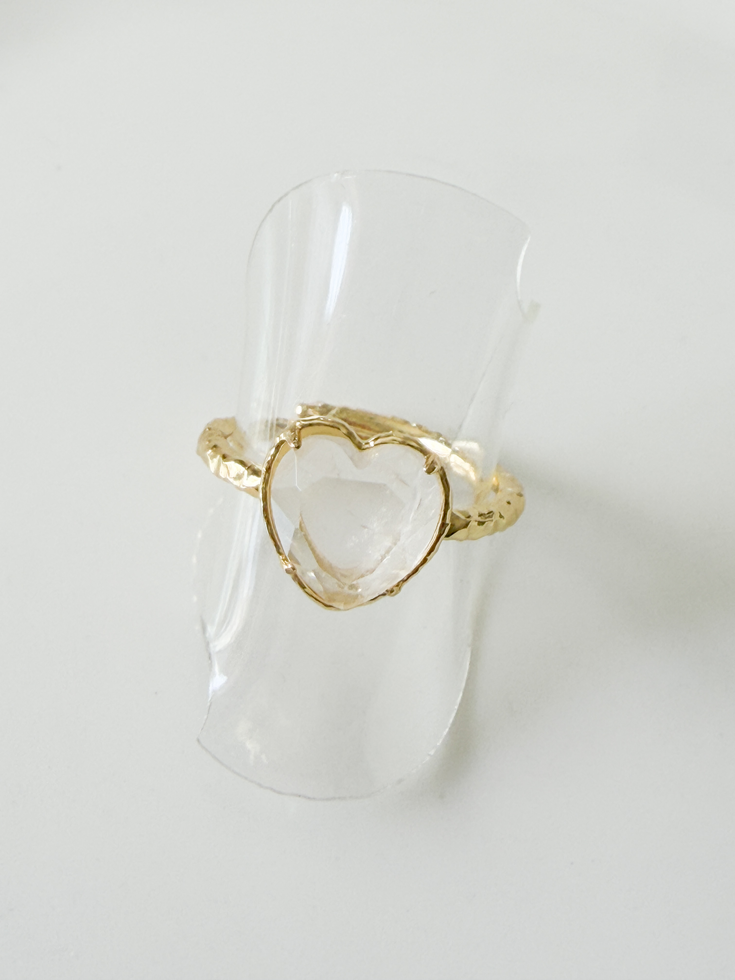 Bague pierres coeur blanc doré