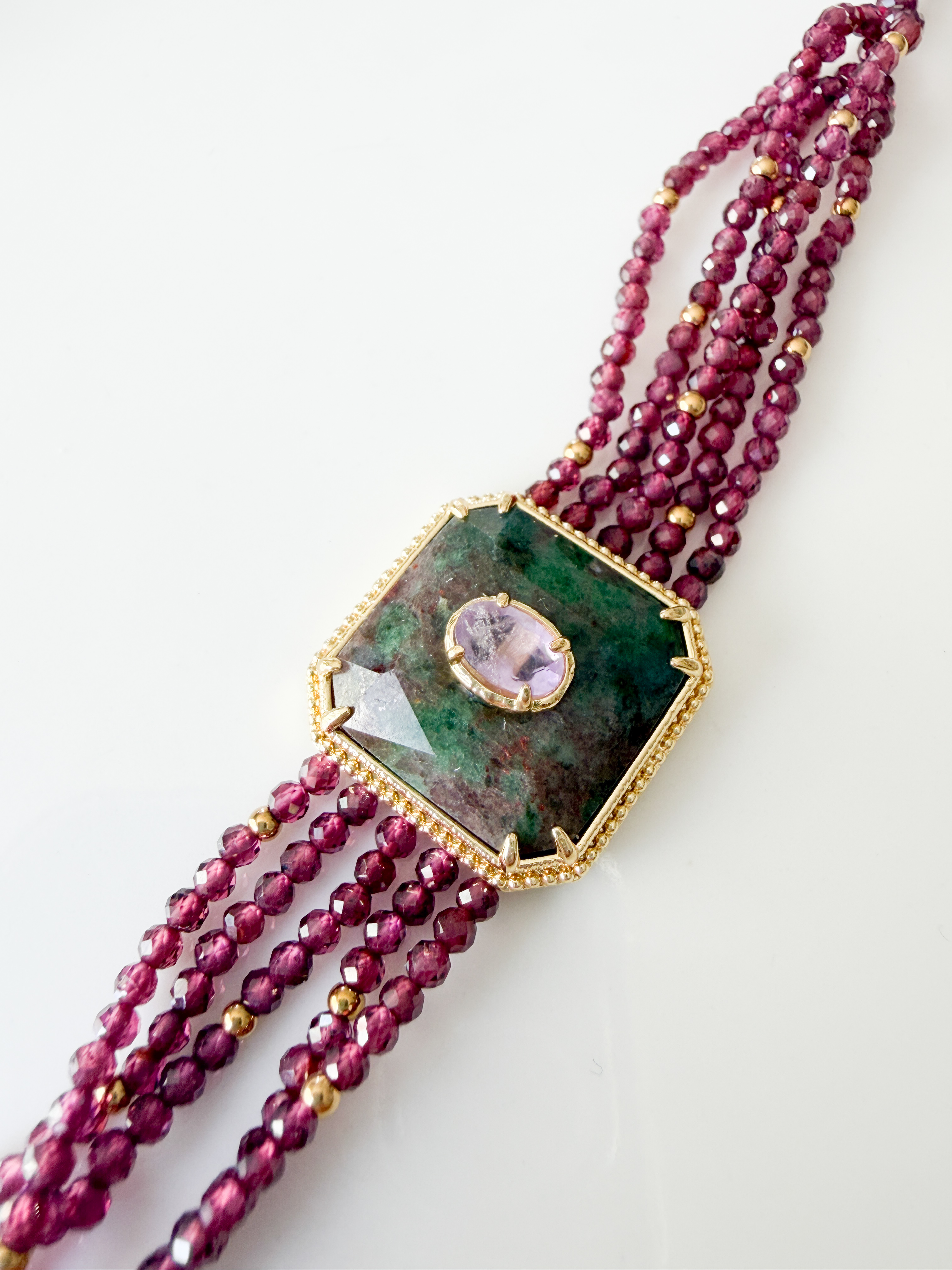 Bracelet Rosie violet et vert doré