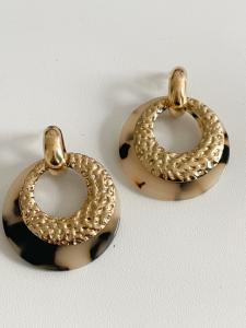 Boucles Zoé noir beige doré