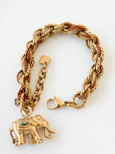 Bracelet éléphant beige doré