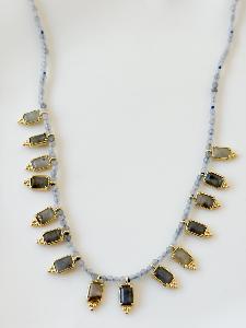 Collier pierres Randy gris doré