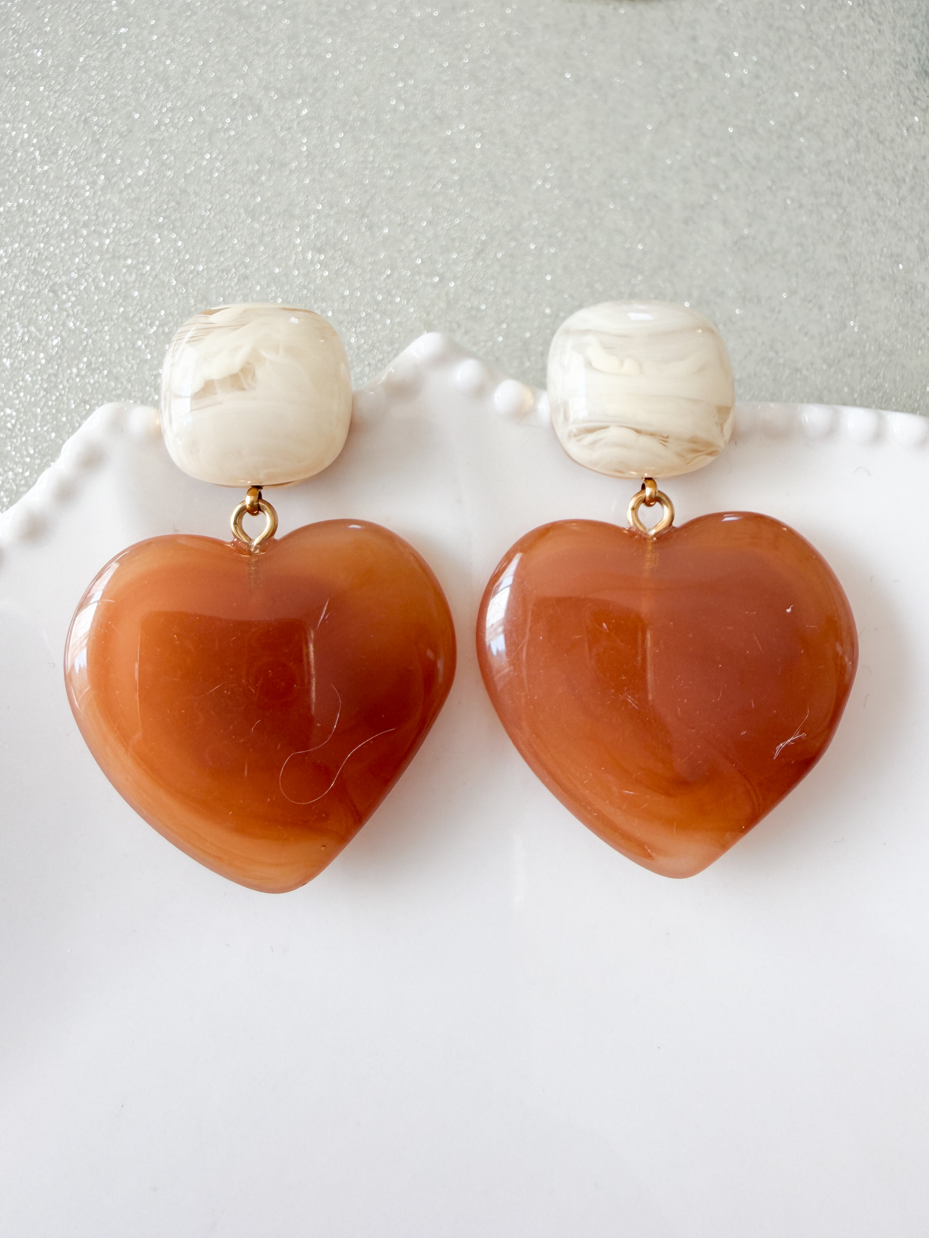 Boucles Lauriane coeur beige doré