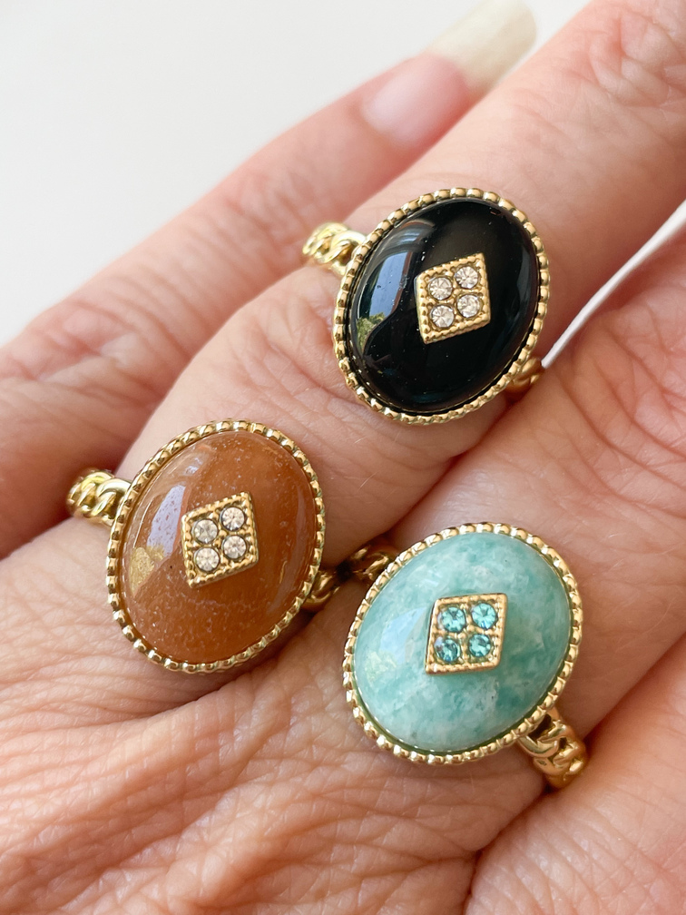 Bague Adèle noire doré