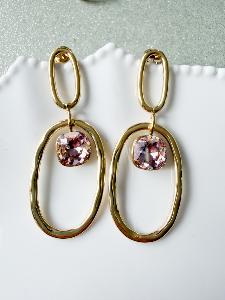 Boucles cristal longues rose doré