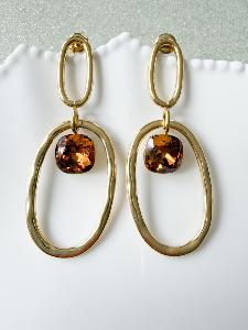 Boucles cristal longues marron doré