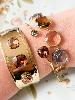 Bracelet cristal fin carré marron doré