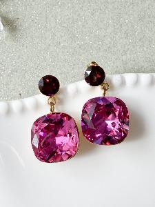 Boucles cristal délicate violet doré