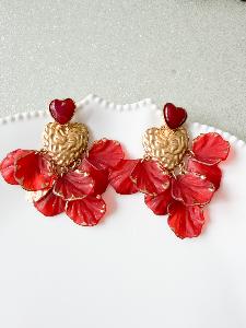 Boucles Simone rouge  pampilles doré