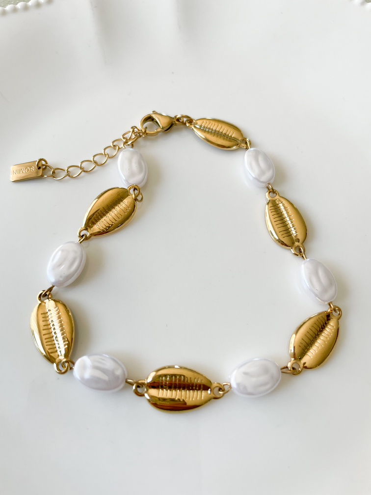 bracelet de cheville cauquil blanc doré