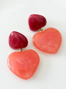 Boucles Lauriane coeur rose doré