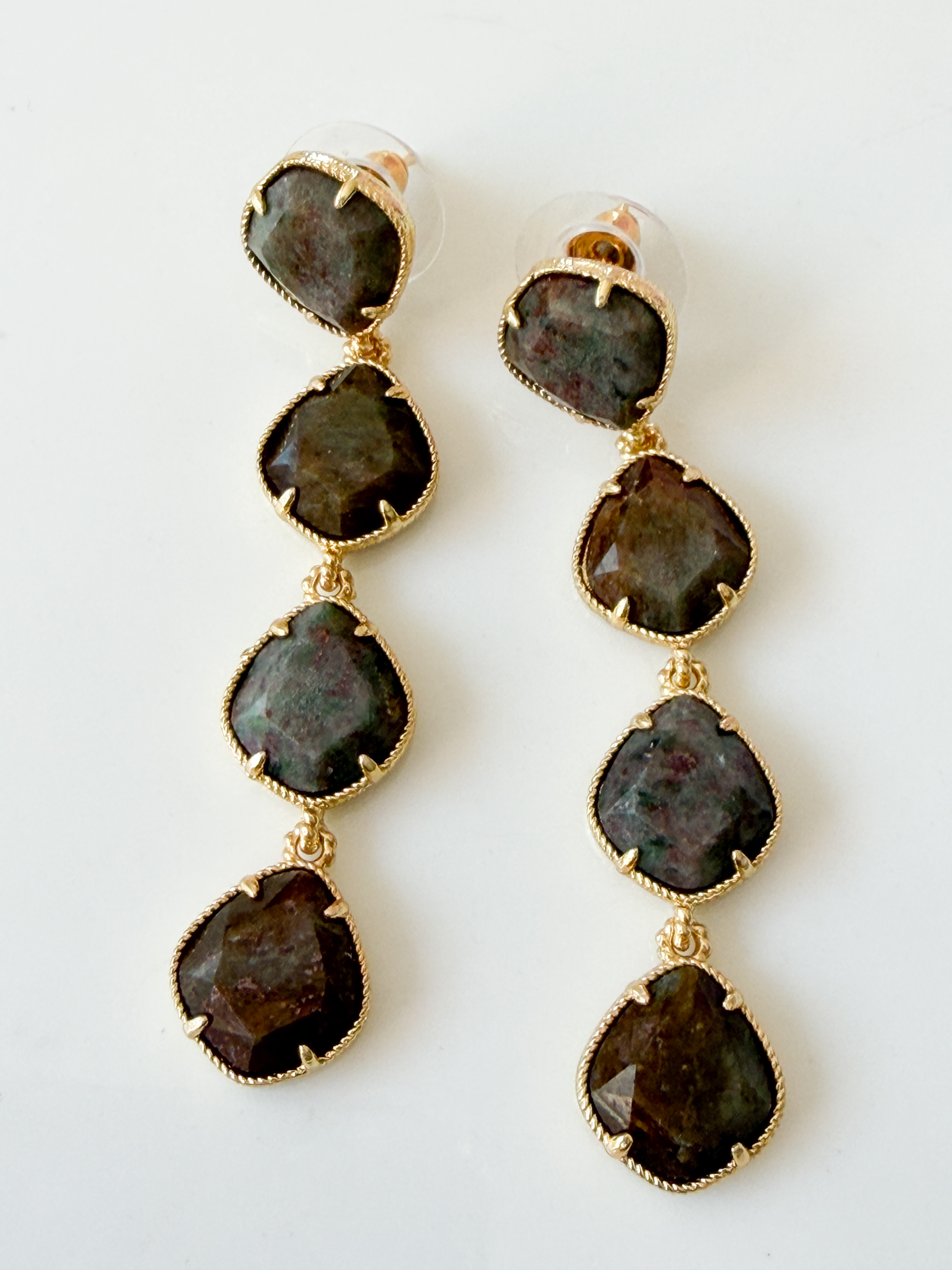Boucles Paloma pierres gris doré