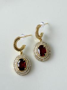 Boucles pierres rétro marron doré du live