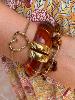 Bracelet Jenna fleurs marron doré