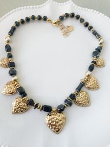 collier Bohème noir doré