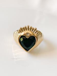 bague Ex voto verte doré 