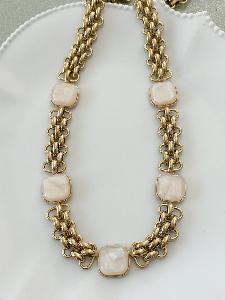 Collier Bianca beige doré