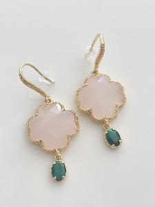 Boucles pierre Emma rose vert doré