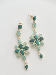 Boucles pierres Isis vert doré