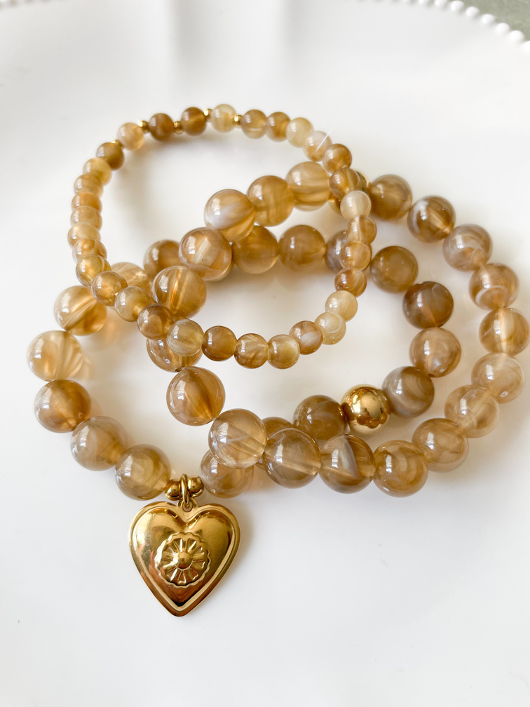 Bracelet mutli rangs beige doré