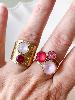 Bague cristal large rose doré