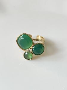 Bague Cristal pierre vert doré