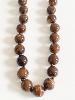 Collier perles marron doré