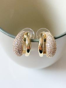 Boucles strass Capucine blanc doré