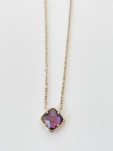 Collier cristal fleur violet doré
