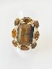 Bague pierre rectangle marron doré