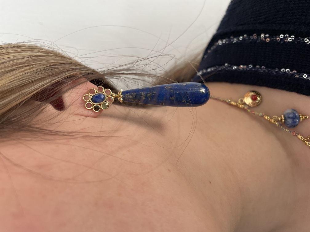 Boucles Lou longue bleu doré