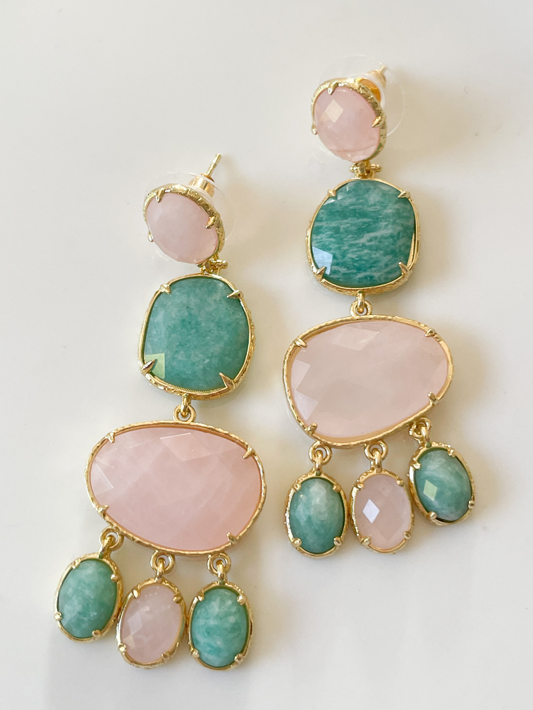 boucles Joe rose turquoise doré