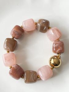 Bracelet perles duo rose doré