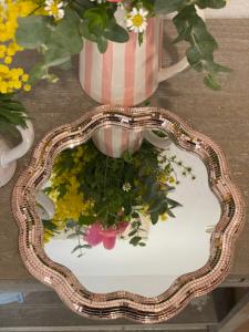 Miroir disco fleur rose gold