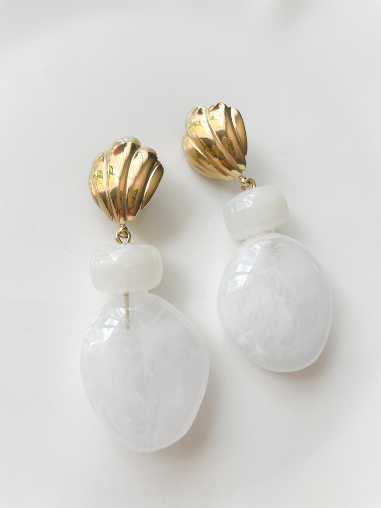 boucles Ariel blanc doré