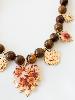 Collier Poème marron beige doré