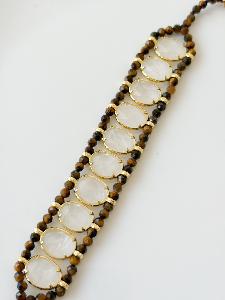 Bracelet pierres Pablo blanc doré