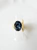 Bague cristal ovale bleu denim doré