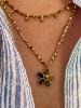 Collier fleur pierre multi doré