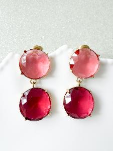 Boucles cristal rondes framboise doré