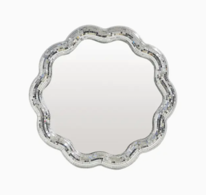 Miroir disco fleur argenté