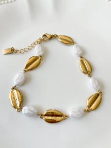 bracelet de cheville cauquil blanc doré