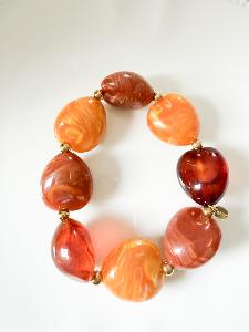 Bracelet perles marron acajou doré