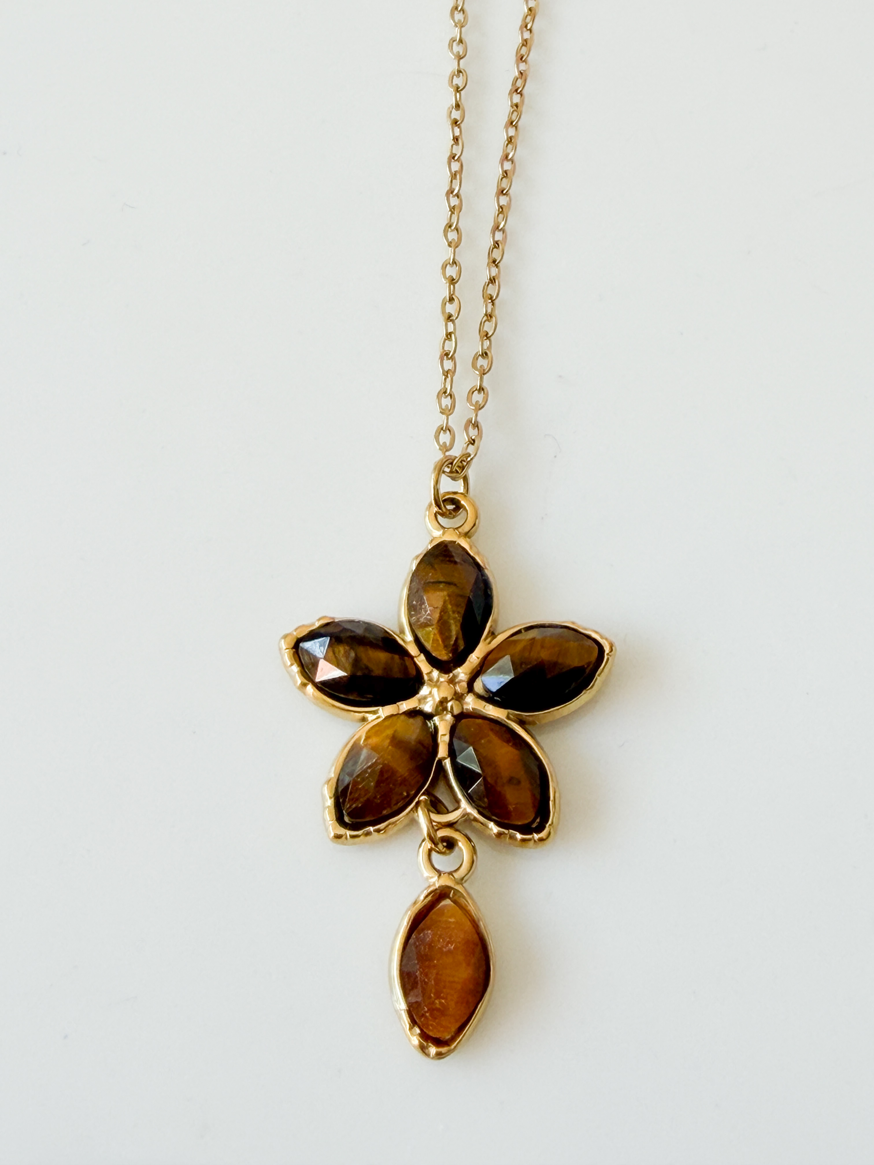 Collier Lia pierres marron doré