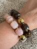 Bracelet perles noir doré