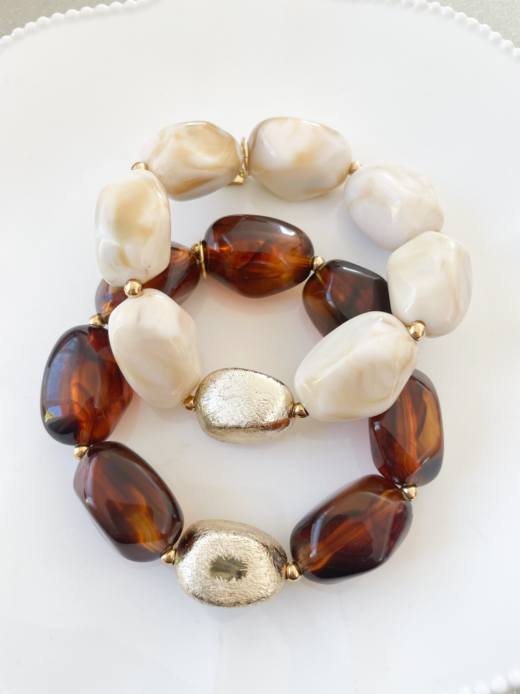Bracelet Olivia beige doré