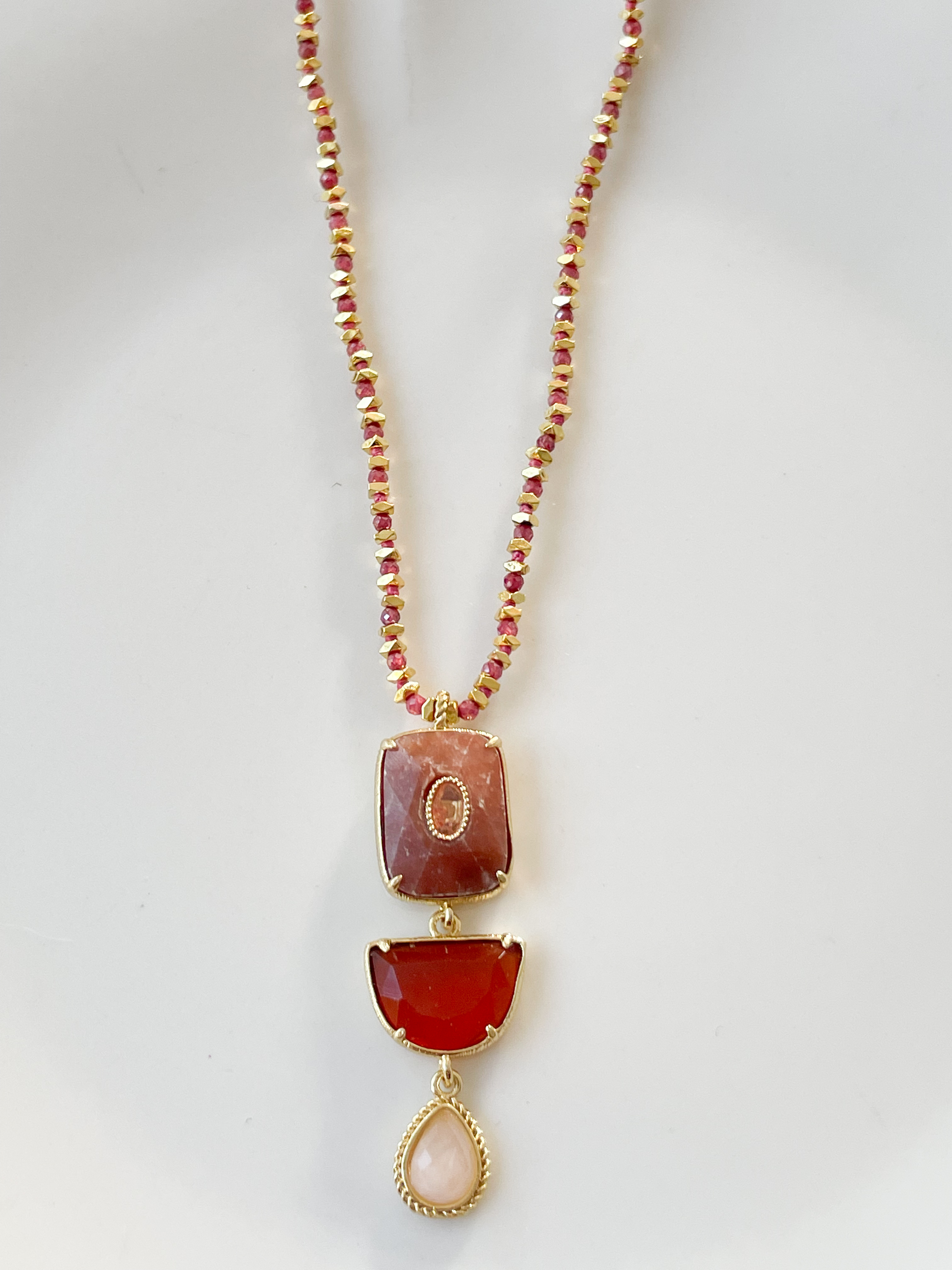 Collier pierres Nina rose doré 