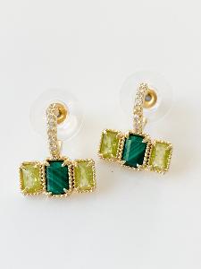 Boucles pierres Sarah vert doré 